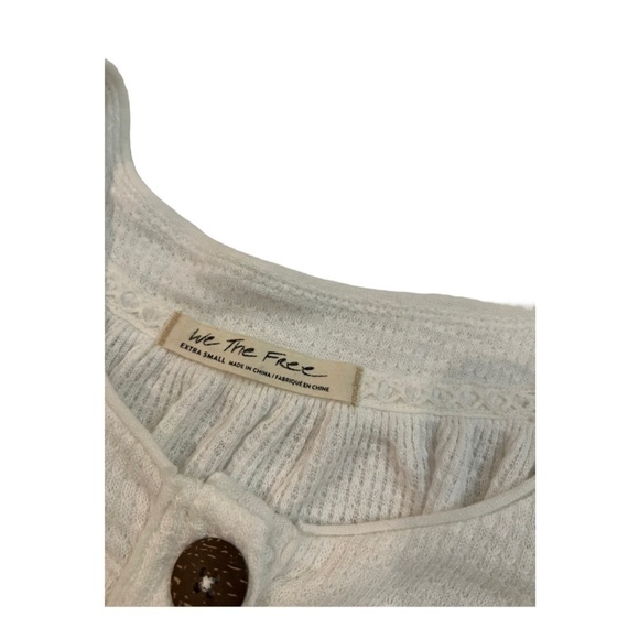 Free People Ivory Waffle Knit Henley Tee XS - Picture 4 of 9